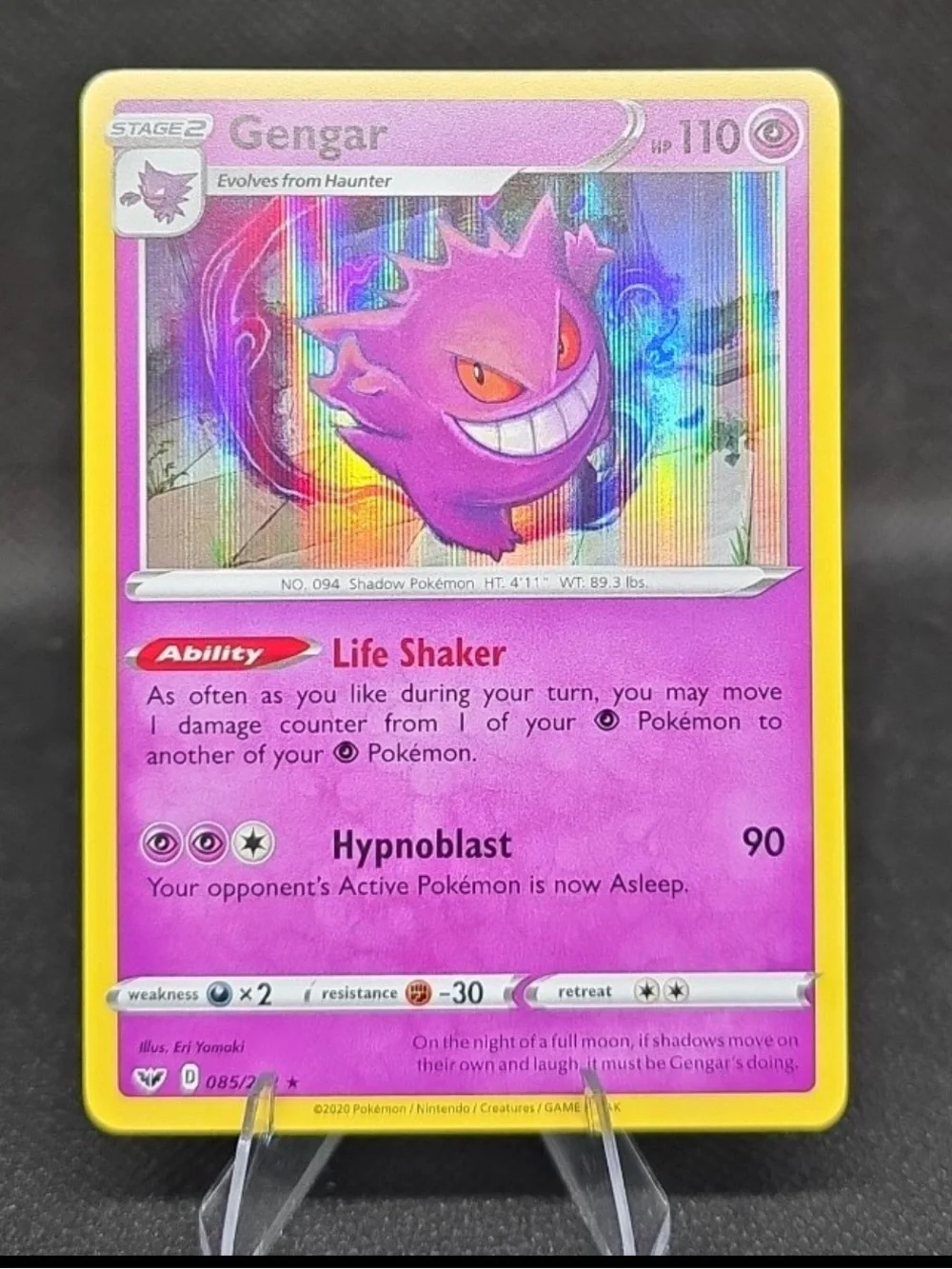2020 Pokémon Sword & Shield Gengar Holo Rare #085/202